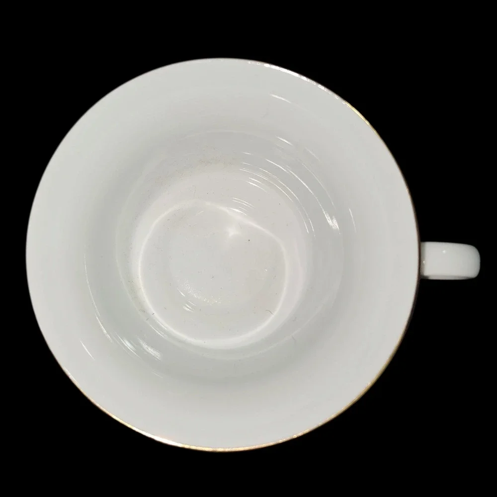 Set of 4 Dynasty Fine China Floral Coffee Tea Cups White Gold Trim